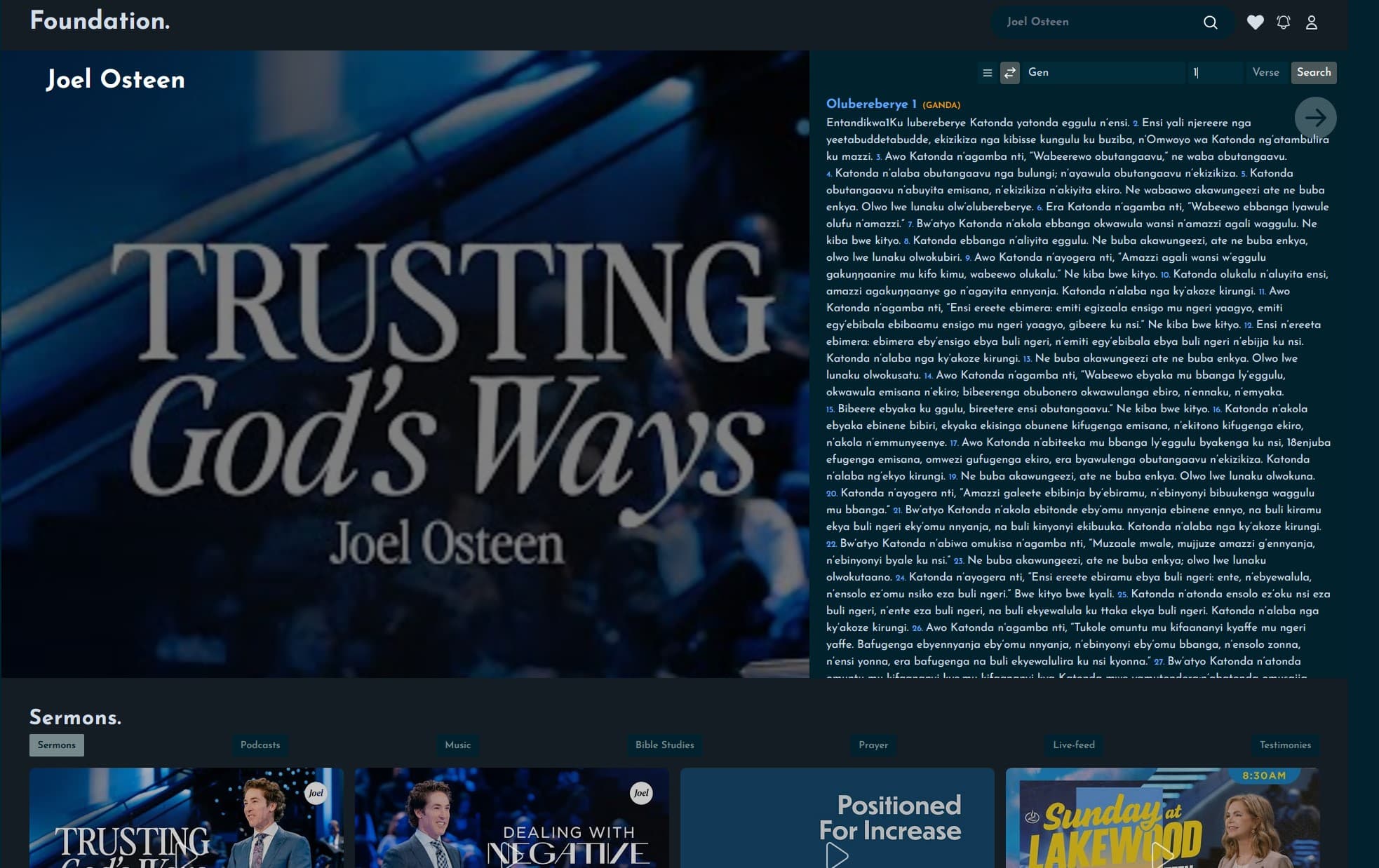 Screenshot of Church Media & Bible Access Platform